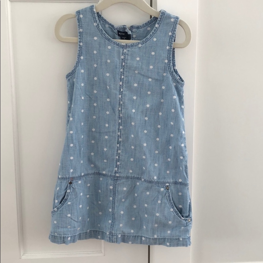BabyGap light chambray polka dot dress